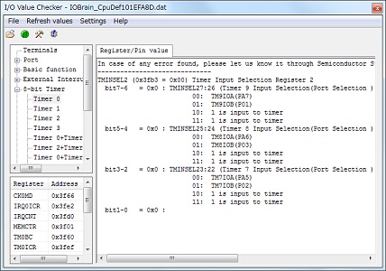 IO Brain (Display of I/O register description)