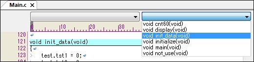 Jump from the list of global variables or functions